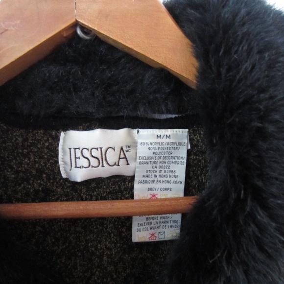 JESSICA M vintage Faux Fur Cardigan - Picture 7 of 14